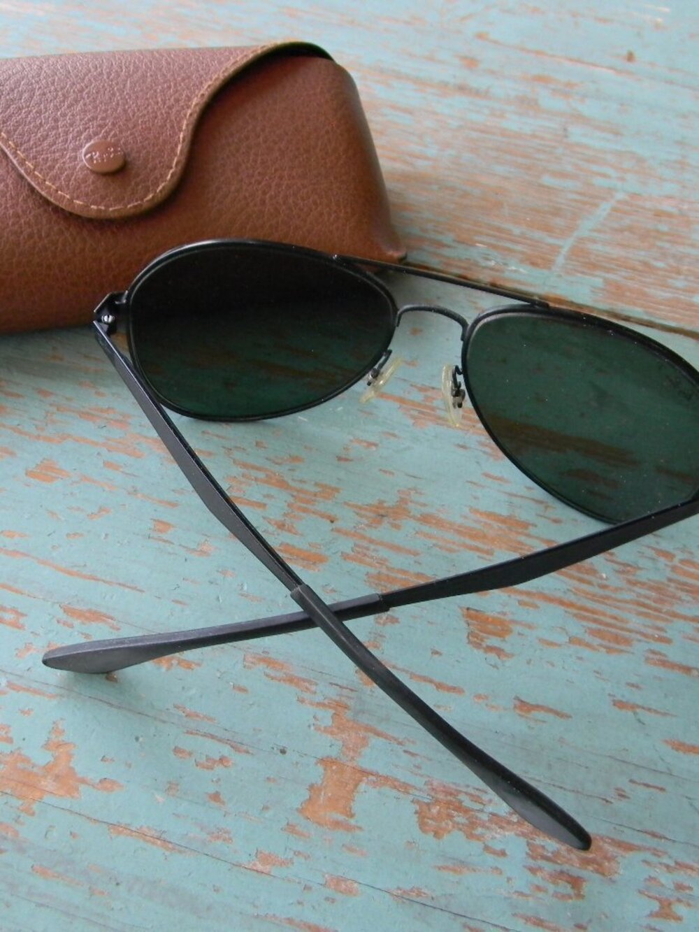 RAY-BAN BLACK AVIATOR SUNGLASSES & CASE **FRAMES ONLY, HAVE PRESCRIPTION LENSES - Picture 6 of 7